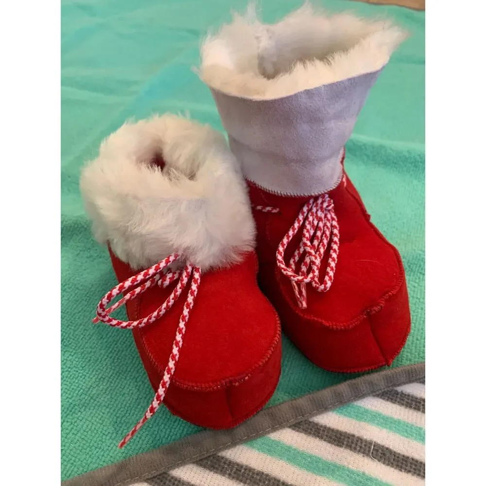 Cozy Lambskin Baby Toddler Booties: Soft Suede, Fur Lining for Warmth, Comfort